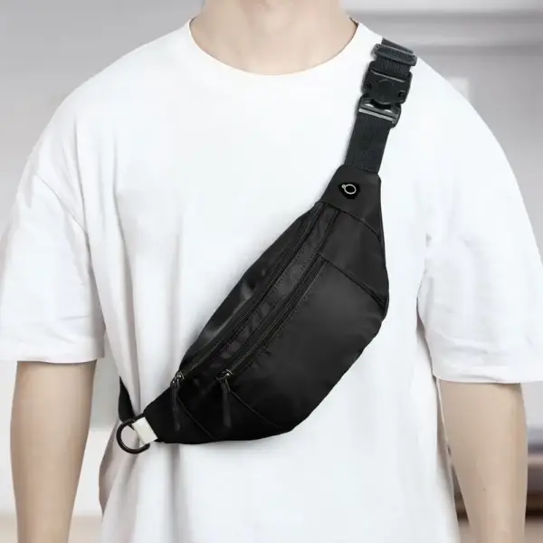 Sportliche Bauchtasche Damen Schwarz mit Reißverschlussfächern