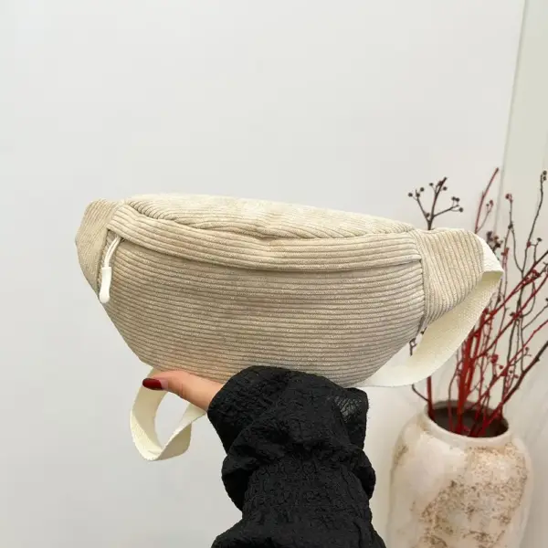 Bauchtasche Cord Beige mit verstellbarem Schultergurt