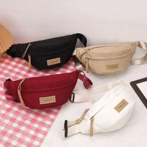 Bauchtasche Rot Weiß mit breitem Gurt und Reißverschluss – Bild 2