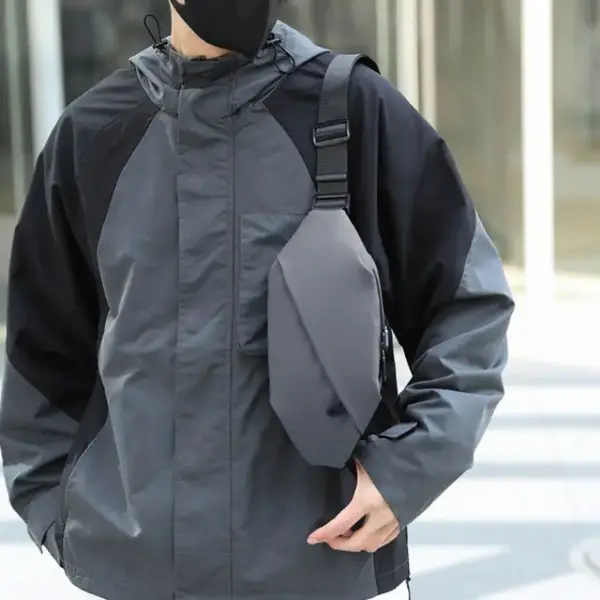 Schmale Bauchtasche aus Nylon mit schrägem Reißverschluss – Bild 2