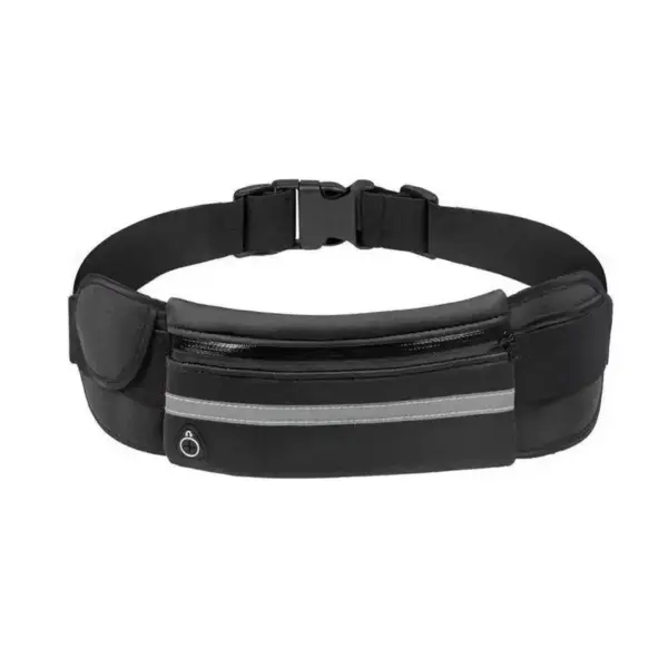 Bauchtasche Schwarz flach mit Steckschnalle und Frontfach