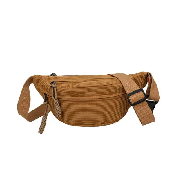 Bauchtasche in Cord-Optik mit geflochtenen Zipperbändern – Bild 2