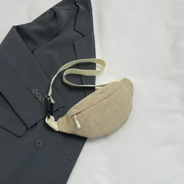 Bauchtasche Cord Beige mit verstellbarem Schultergurt – Bild 2