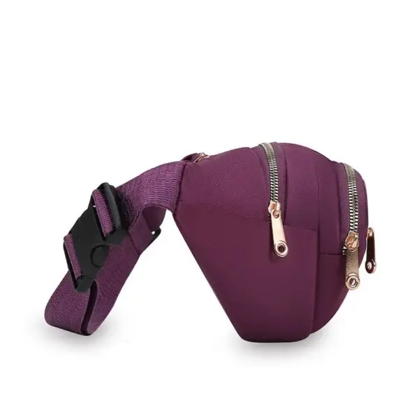 Bauchtasche Damen wasserdicht, gesteppt mit goldfarbenen Zippern