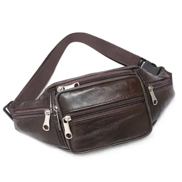 Bauchtasche Kunstleder Schwarz für Herren mit Reißverschlüssen – Bild 2
