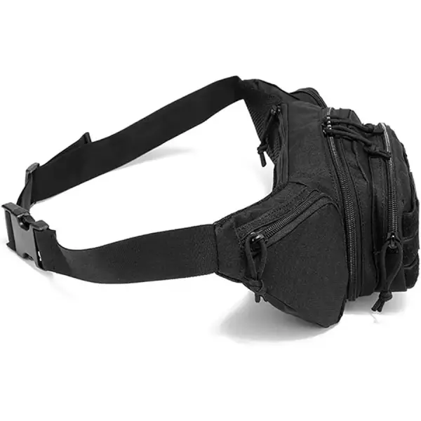 Bauchtasche aus Nylon in Schwarz mit Außentasche und Gurtraster – Bild 2