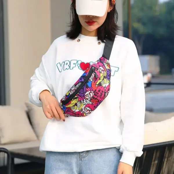 Bunte Bauchtasche mit Graffiti-Print und Reißverschluss – Bild 2