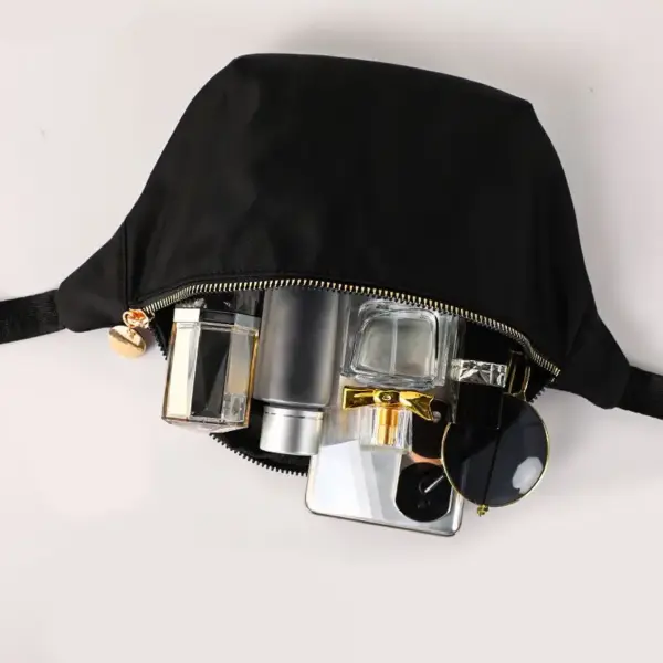 Bauchtasche Damen aus Nylon mit goldfarbenem Reißverschluss – Bild 2