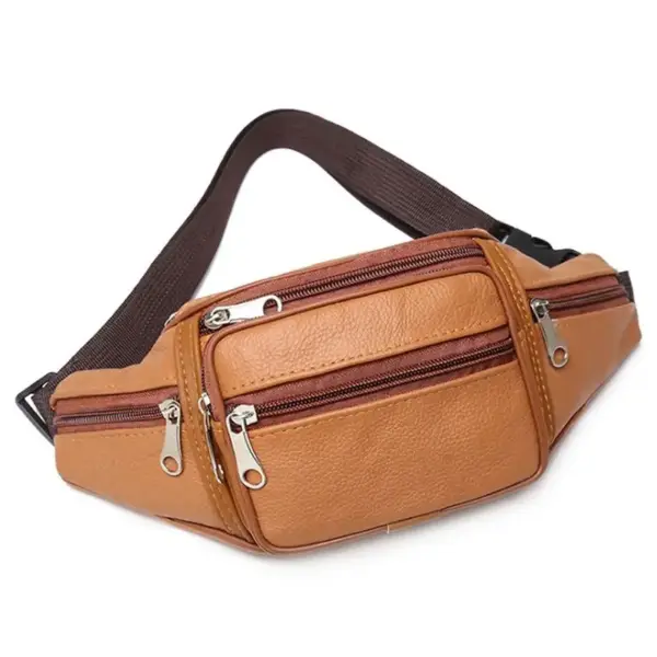 Bauchtasche Kunstleder Schwarz für Herren mit Reißverschlüssen – Bild 3