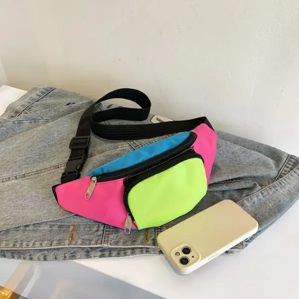 Bauchtasche im Color-Block-Look mit Neonfarben und Fronttasche – Bild 2