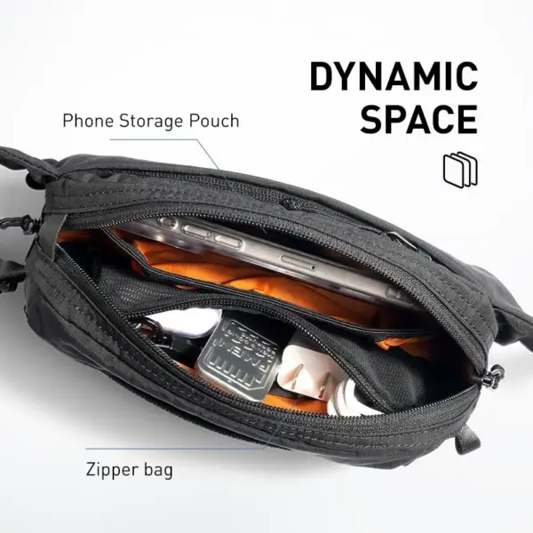 Bauchtasche Damen Schwarz Stoff mit Innenfächern – Bild 3