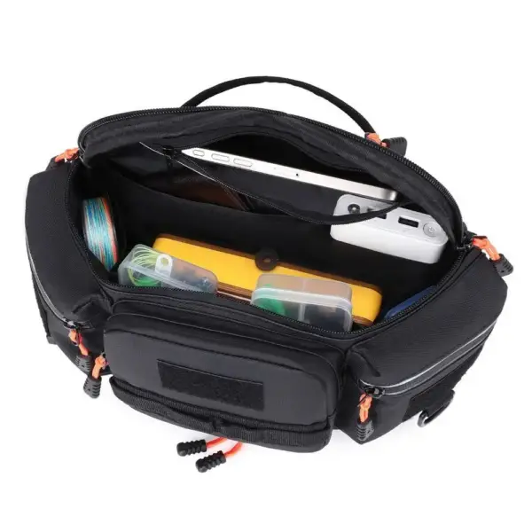 Bauchtasche Nylon Schwarz mit Tragegriff und Außentaschen – Bild 2