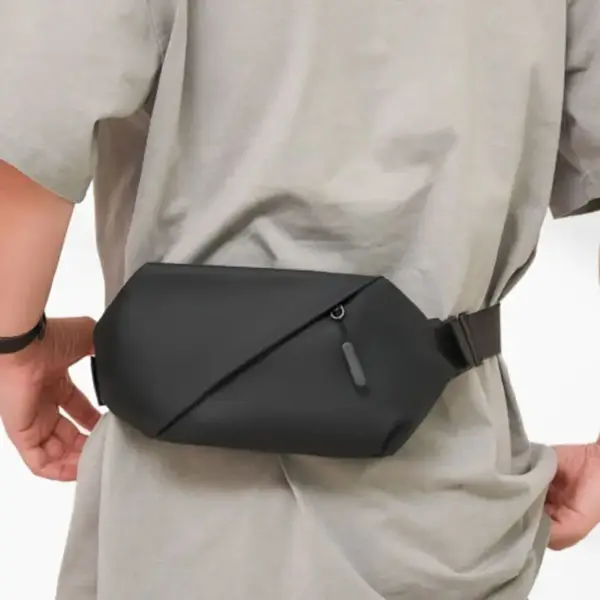 Bauchtasche Grau Herren mit schräg verlaufendem Reißverschluss – Bild 2