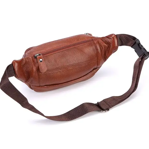 Bauchtasche Herren aus Leder in Braun mit Reißverschlussfächern – Bild 2