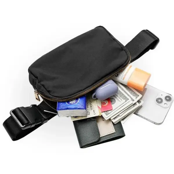 Bauchtasche Herren flach mit Steckschnalle und Reißverschluss – Bild 3