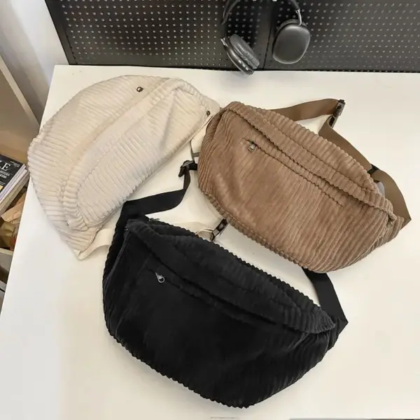 Große Bauchtasche aus Cord als Umhängetasche – Bild 3