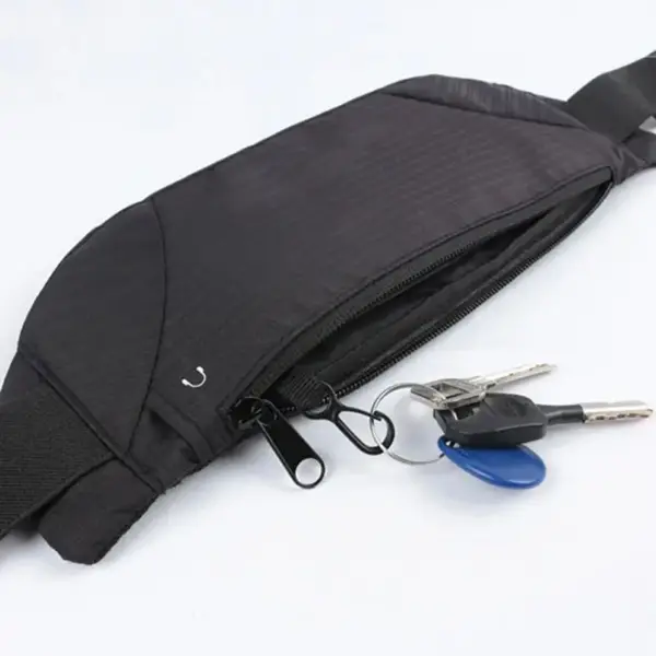 Kleine Bauchtasche Herren flach mit Reißverschluss und Schnalle – Bild 2