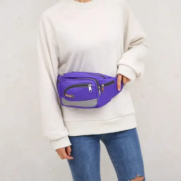 Mehrfächer-Bauchtasche aus Nylon mit grauen Akzenten – Bild 3