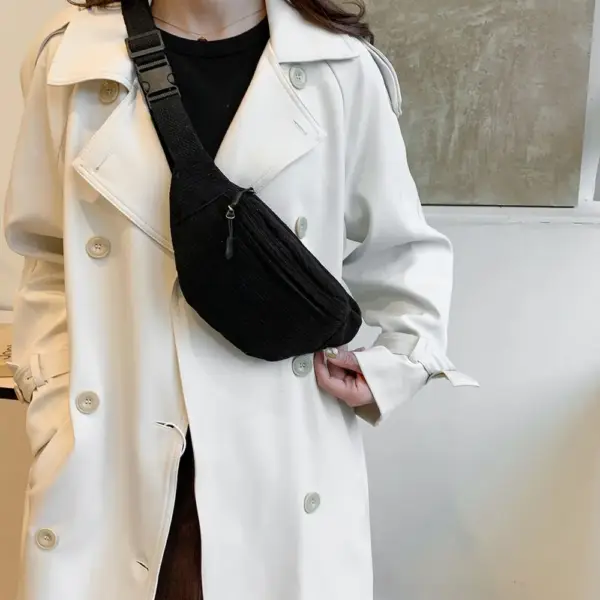 Bauchtasche Damen aus Cord mit Reißverschluss und Steckschnalle – Bild 3