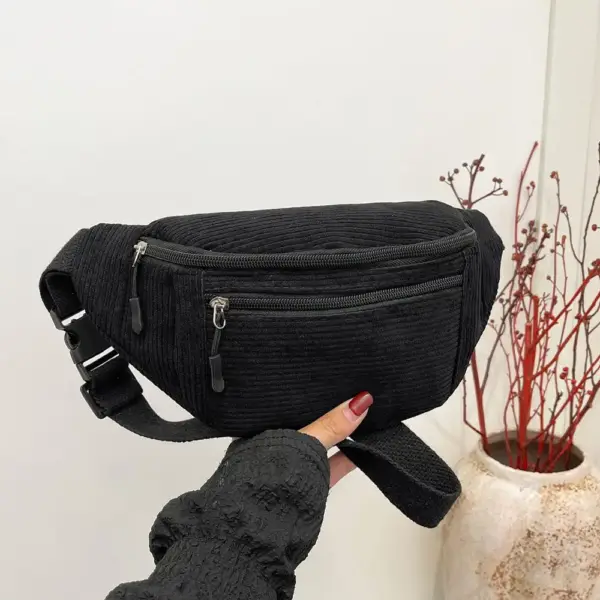Bauchtasche zum Quertragen aus Cord mit zwei Reißverschlüssen – Bild 4