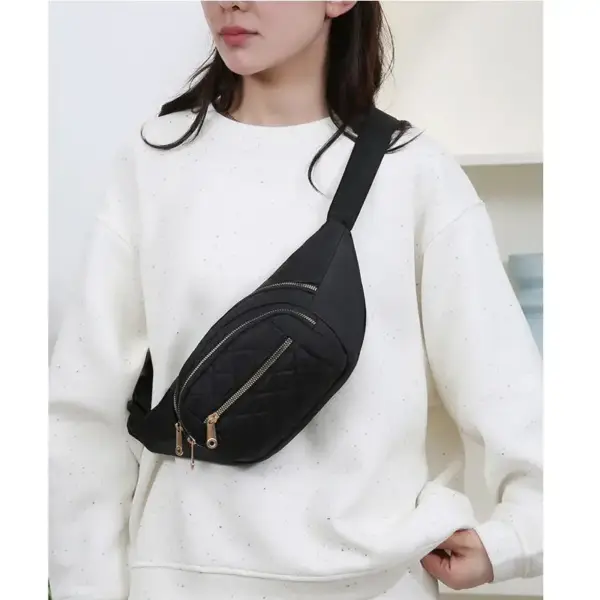 Bauchtasche Damen wasserdicht, gesteppt mit goldfarbenen Zippern – Bild 3