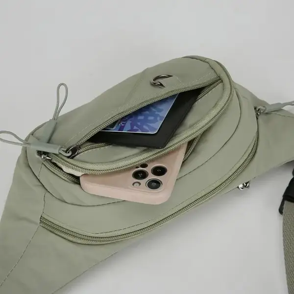 Bauchtasche Nylon mit Handyfach und Zugbändern am Reißverschluss – Bild 3