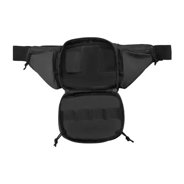 Bauchtasche aus Nylon in Schwarz mit Außentasche und Gurtraster – Bild 3