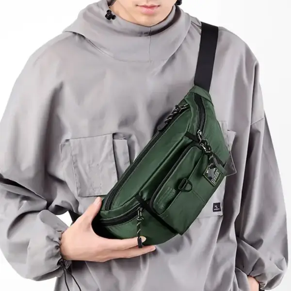 Große Bauchtasche Herren in Blau mit Gurt und Außenfächern – Bild 3