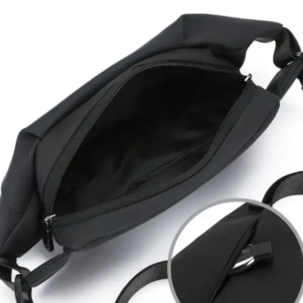 Schmale Bauchtasche aus Nylon mit schrägem Reißverschluss – Bild 5