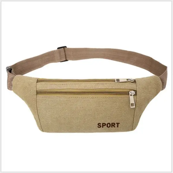 Schmale Bauchtasche in Canvas-Optik mit Kopfhöreröffnung – Bild 2