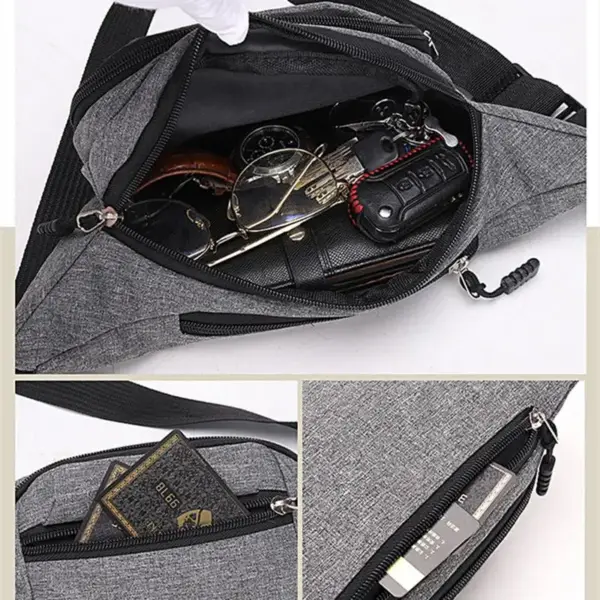 Bauchtasche Herren Schwarz mit Frontfach und Zipperbändern – Bild 3