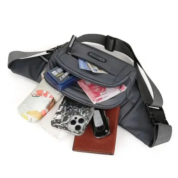Bauchtasche aus Stoff mit mehreren Reißverschlussfächern – Bild 3