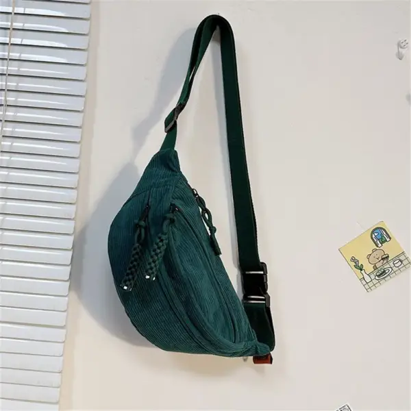 Bauchtasche in Cord-Optik mit geflochtenen Zipperbändern – Bild 3