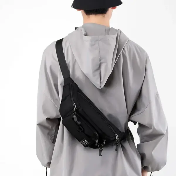Große Bauchtasche Herren in Blau mit Gurt und Außenfächern – Bild 4
