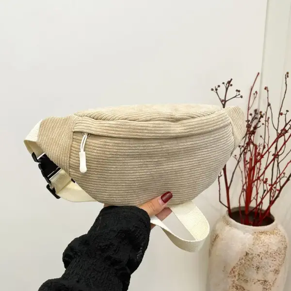 Bauchtasche Cord Beige mit verstellbarem Schultergurt – Bild 5
