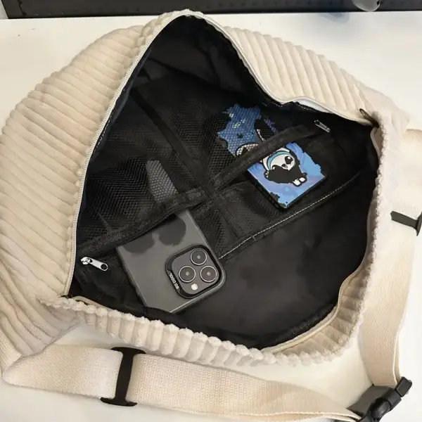 Große Bauchtasche aus Cord als Umhängetasche – Bild 4
