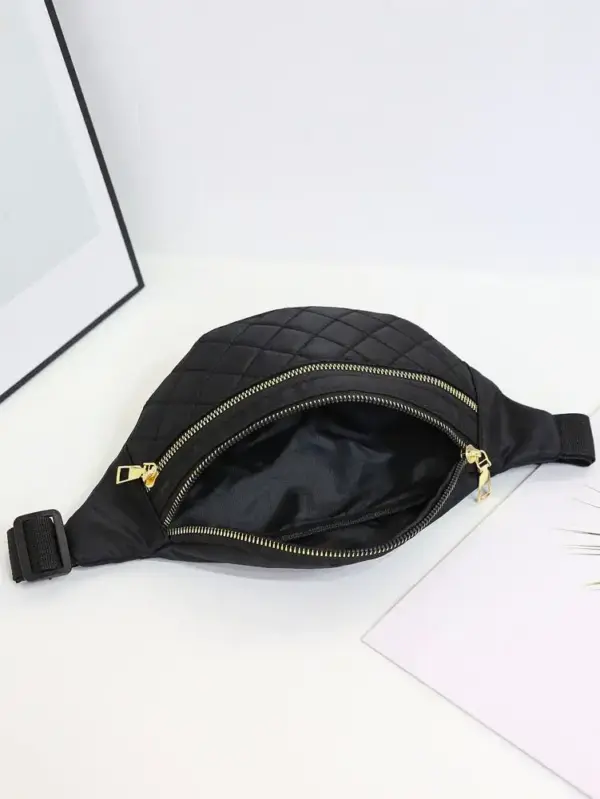Mittelgroße Bauchtasche Schwarz mit Steppmuster – Bild 5