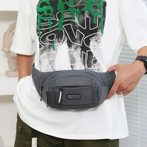 Bauchtasche aus Stoff mit mehreren Reißverschlussfächern – Bild 4