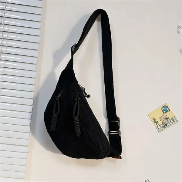 Bauchtasche in Cord-Optik mit geflochtenen Zipperbändern – Bild 4