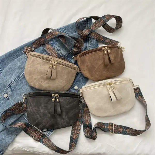 Bauchtasche Damen im Vintage-Look mit Ethno-Muster-Gurt – Bild 6