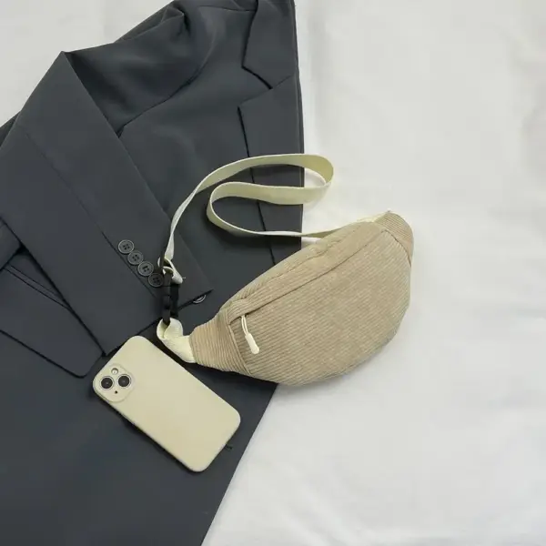 Bauchtasche Cord Beige mit verstellbarem Schultergurt – Bild 6