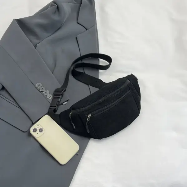 Bauchtasche zum Quertragen aus Cord mit zwei Reißverschlüssen – Bild 6