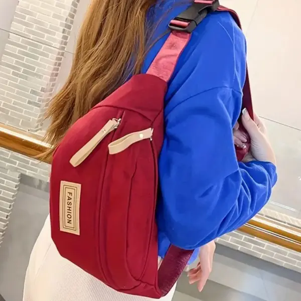 Bauchtasche Rot Weiß mit breitem Gurt und Reißverschluss – Bild 6