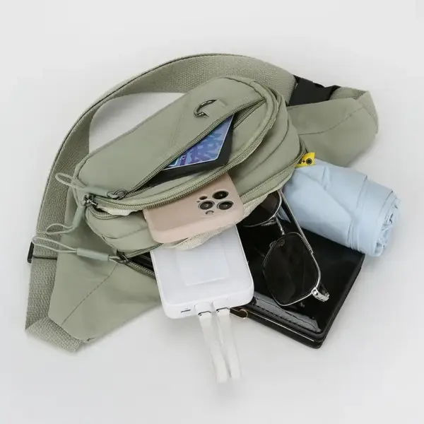 Bauchtasche Nylon mit Handyfach und Zugbändern am Reißverschluss – Bild 5